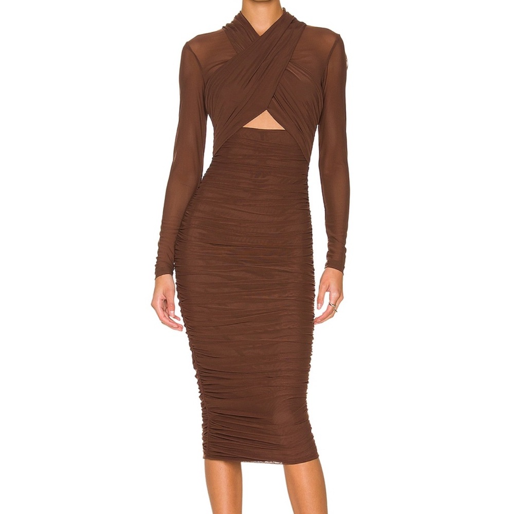 Bardot Aliyah Chocolate Long Sleeve Dress